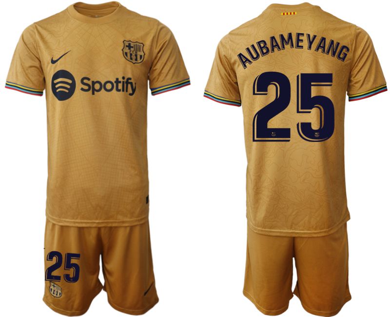 Men 2022-2023 Club Barcelona away yellow #25 Soccer Jersey